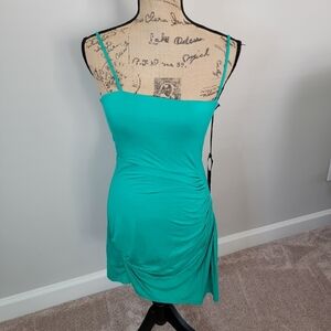 Privacy Please green dress with side ruching